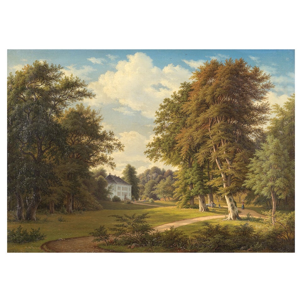 Frederik Christian J. Kiaerskou (Danish, 1805-1891) Summer at the country house: Frederik Christian J. Kiaerskou (Danish, 1805-1891) Summer at the country house signed and dated 'FCKiaerskou 1872.'(lower left) oil on canvas 49.5 x 70cm (19 7/16 x 27 1/2in). For further information