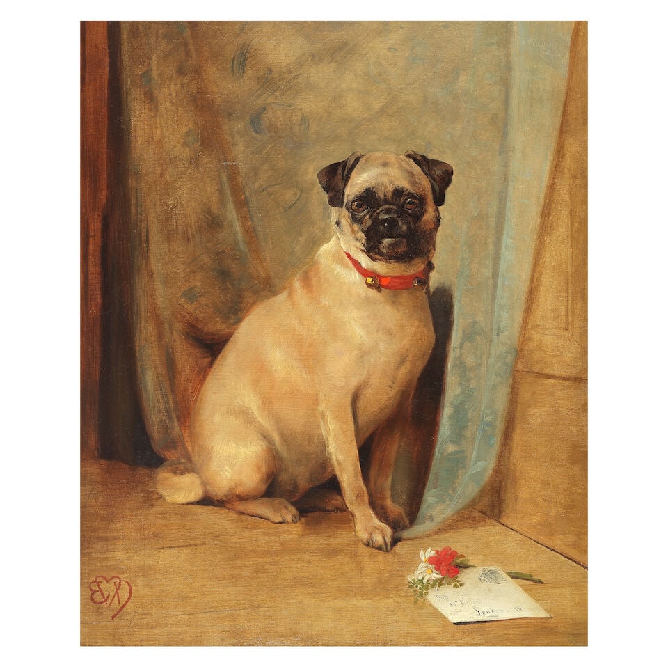 Edwin Douglas (British, 1848-1914) A favourite companion: Edwin Douglas (British, 1848-1914) A favourite companion signed with monogram (lower left) oil on canvas 59 x 49cm (23 1/4 x 19 5/16in). Footnotes: Provenance With Apollo Galleries, London. Private