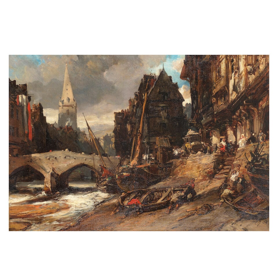 Attributed to Louis Gabriel Eugène Isabey (French, 1803-1886) Vue de Granville unframed (1 of 3)