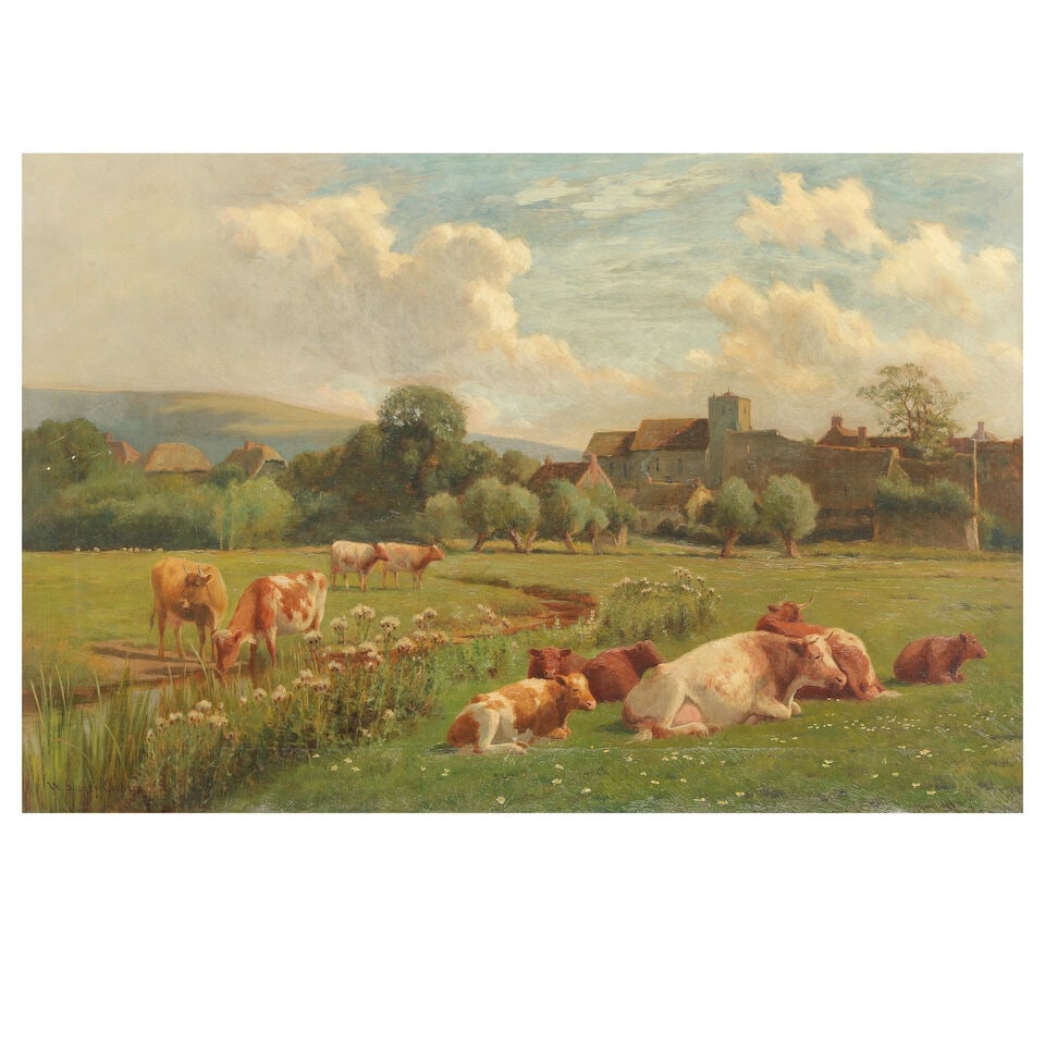 William Sidney Cooper (British, 1854-1927) Cattle resting by the river (1 of 3)