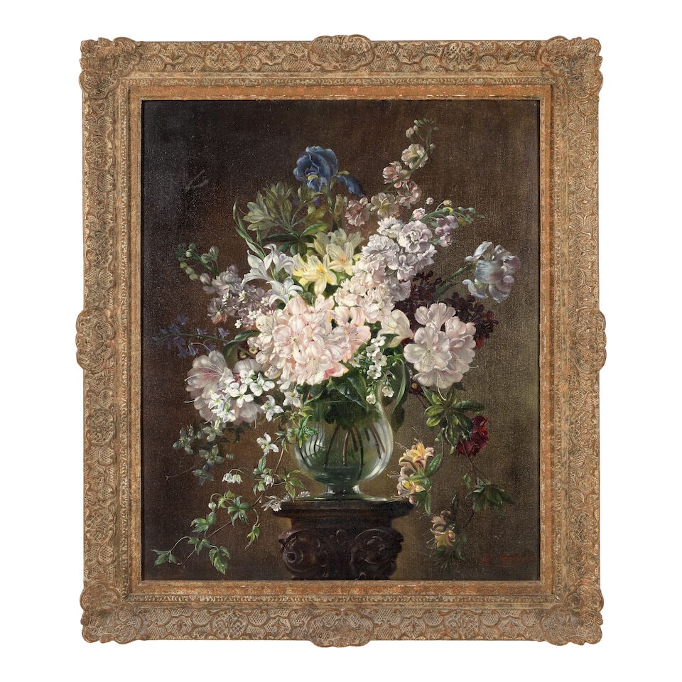 Cecil Kennedy (British, 1905-1997) Still life of lilies, delphiniums, clematis and stocks - 2