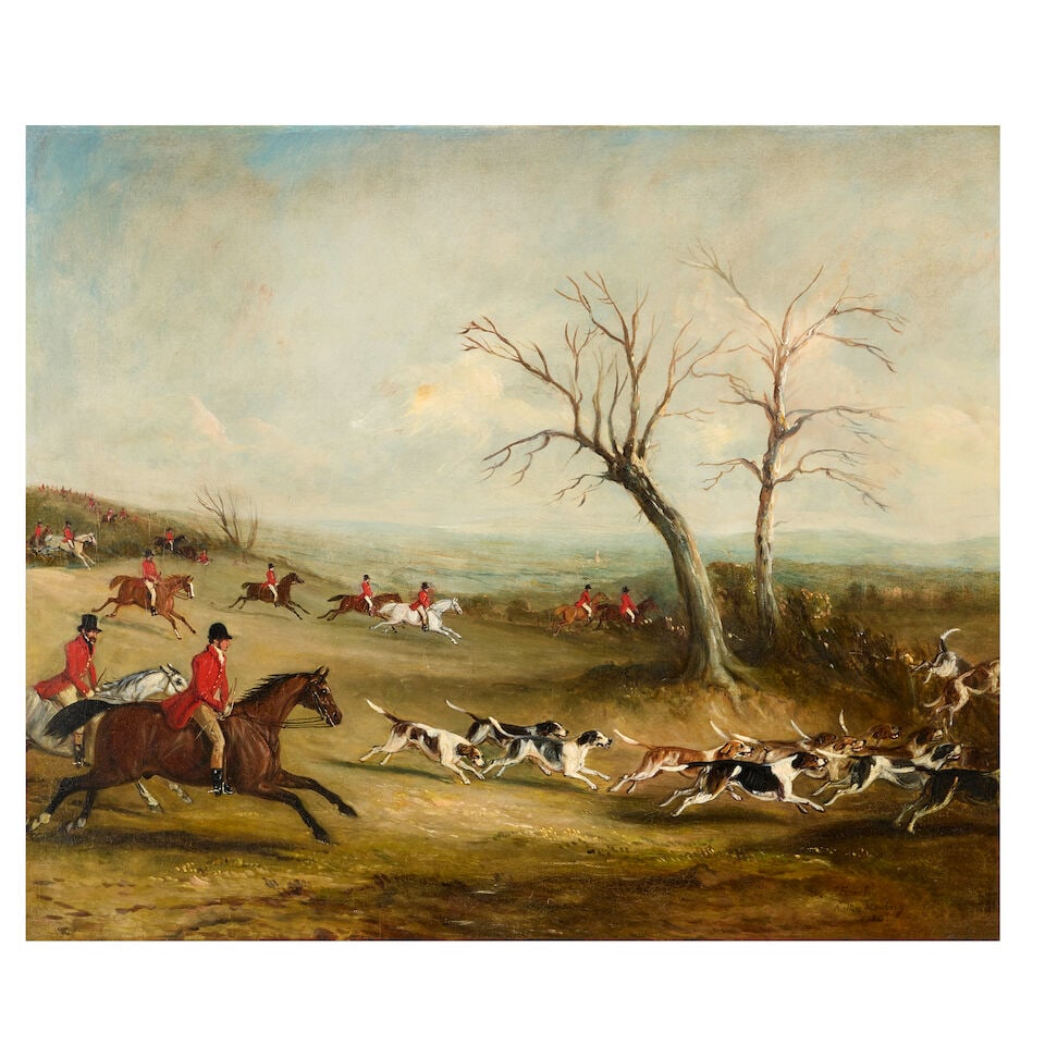 John Ferneley Junior (British, 1815-1862) Capt. White hunting with the Quorn, near Brooksby Hall: John Ferneley Junior (British, 1815-1862) Capt. White hunting with the Quorn, near Brooksby Hall signed, inscribed and dated 'J.Ferneley/Melton Mowbray/1830.' (lower right) oil on canvas 52.5 x 62.5cm