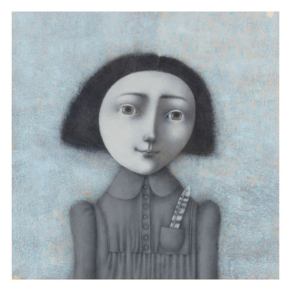 Svetlana Rumak (Ukrainian, born 1969) The light little feather: Svetlana Rumak (Ukrainian, born 1969) The light little feather signed, titled and dated '2025' (verso) acrylic on canvas 70 x 70cm (27 9/16 x 27 9/16in). Footnotes: Svetlana Rumak, born in Ukraine in 