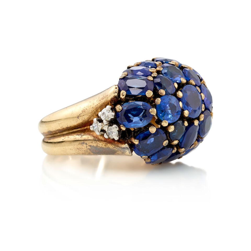 9K GOLD, SAPPHIRE, AND DIAMOND RING - 2