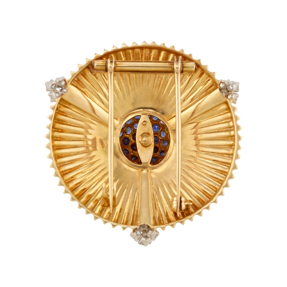 14K GOLD, SAPPHIRE, AND DIAMOND BROOCH - 3