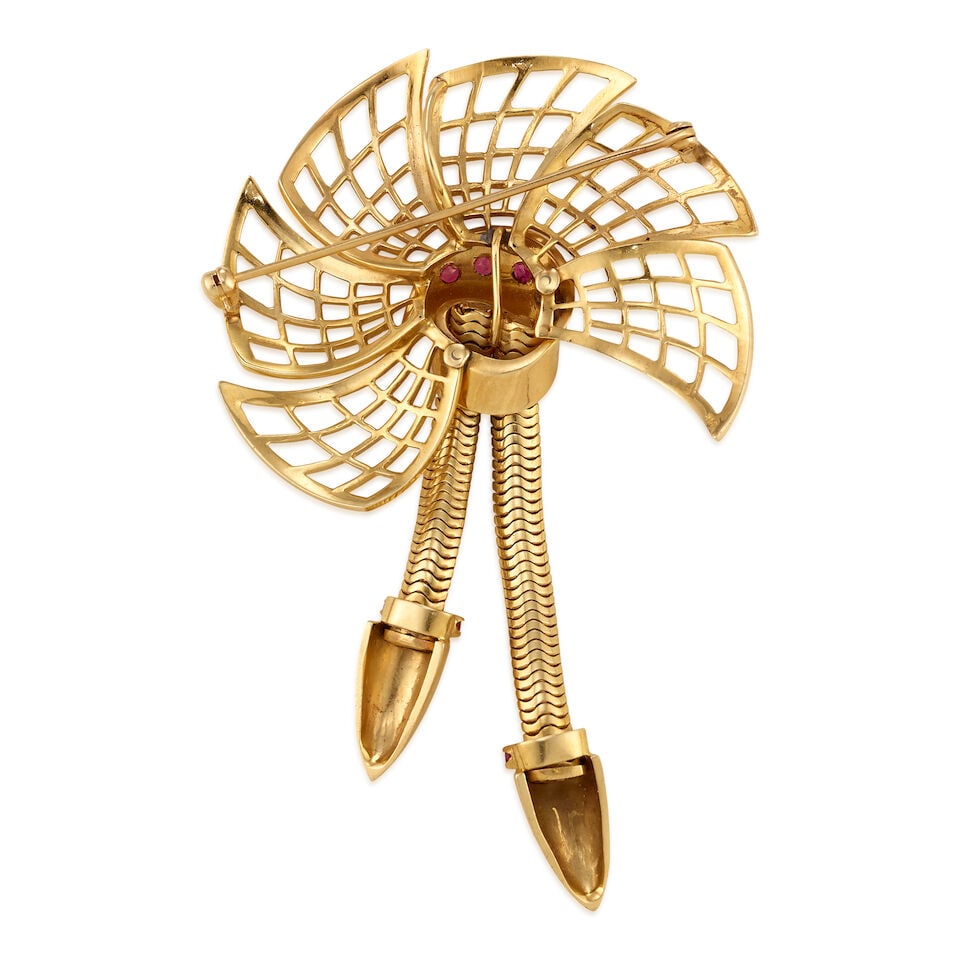 14K GOLD AND RUBY BROOCH - 2