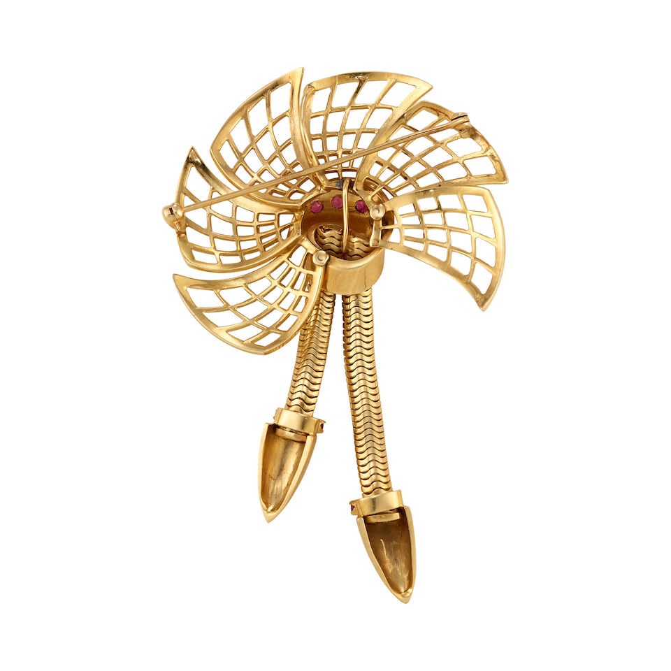 14K GOLD AND RUBY BROOCH - 3