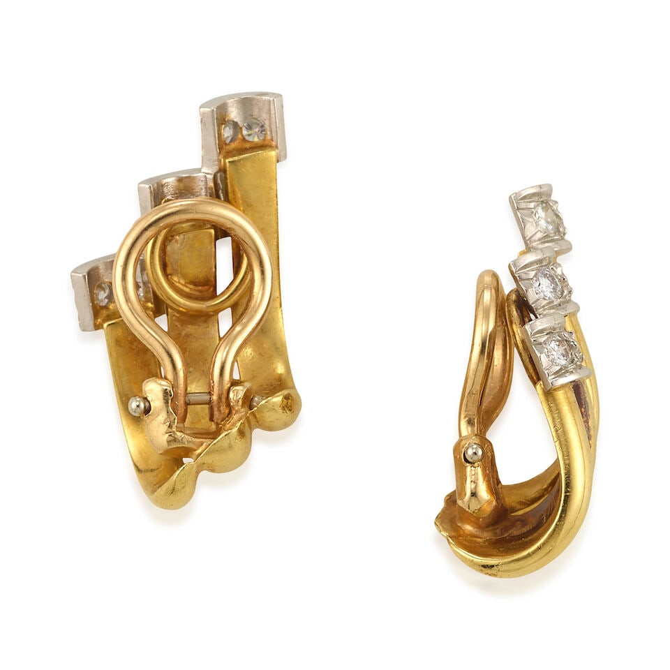 18K GOLD AND DIAMOND EARRINGS - 2