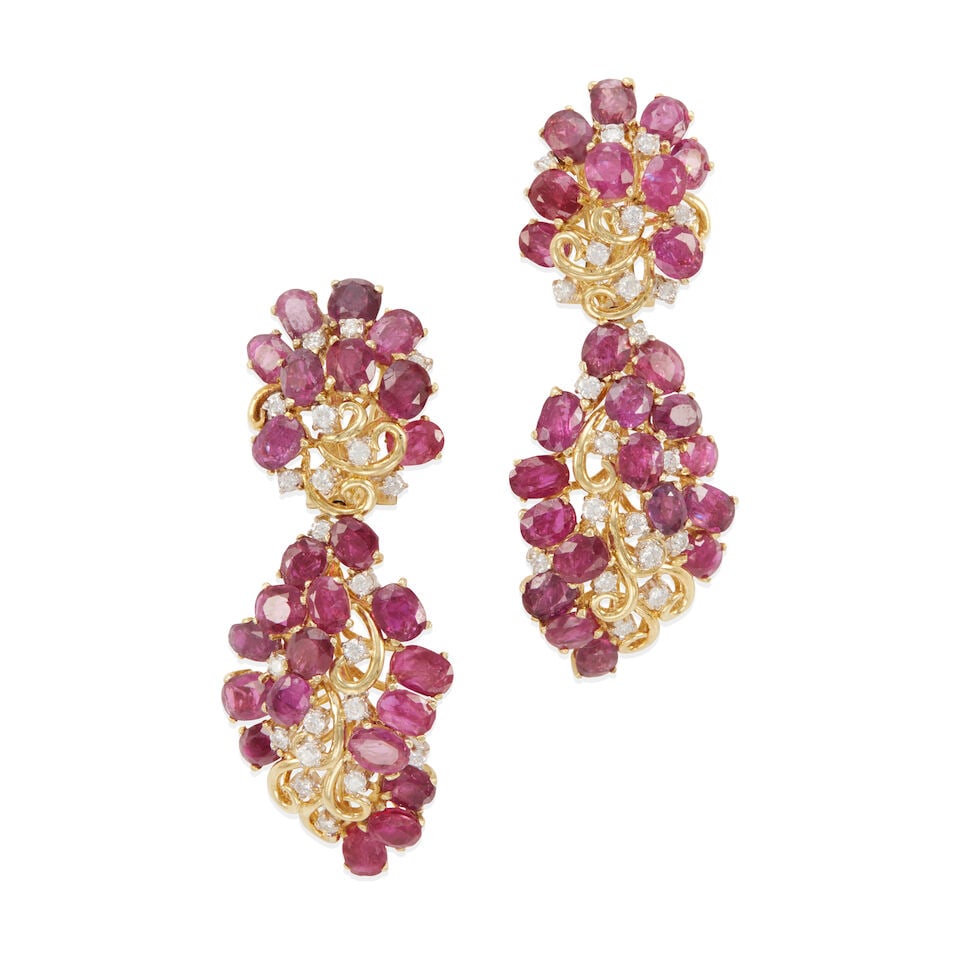 PAIR OF 14K GOLD AND RUBY EARRINGS (1 of 2)