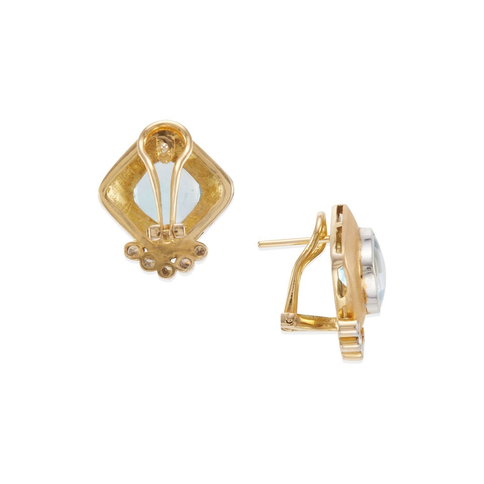 PAIR OF 14K GOLD, DIAMOND AND TOPAZ EARRINGS - 2