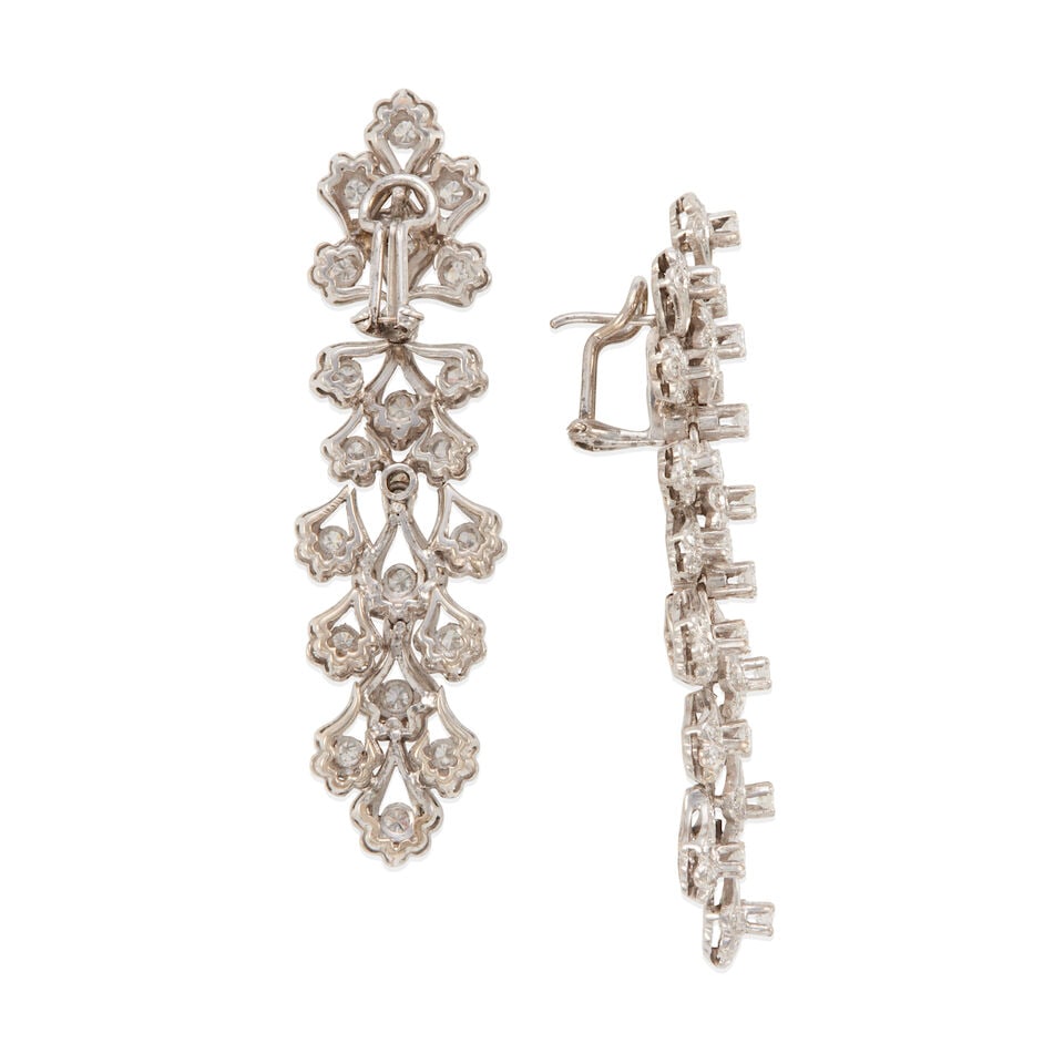 PAIR OF DIAMOND DROP EARRINGS - 2