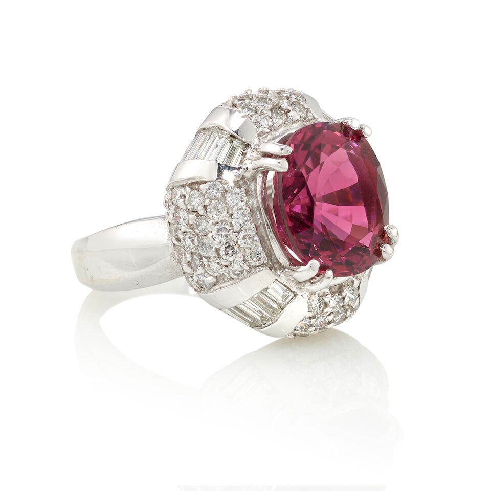 14K GOLD, TOURMALINE, AND DIAMOND RING - 2