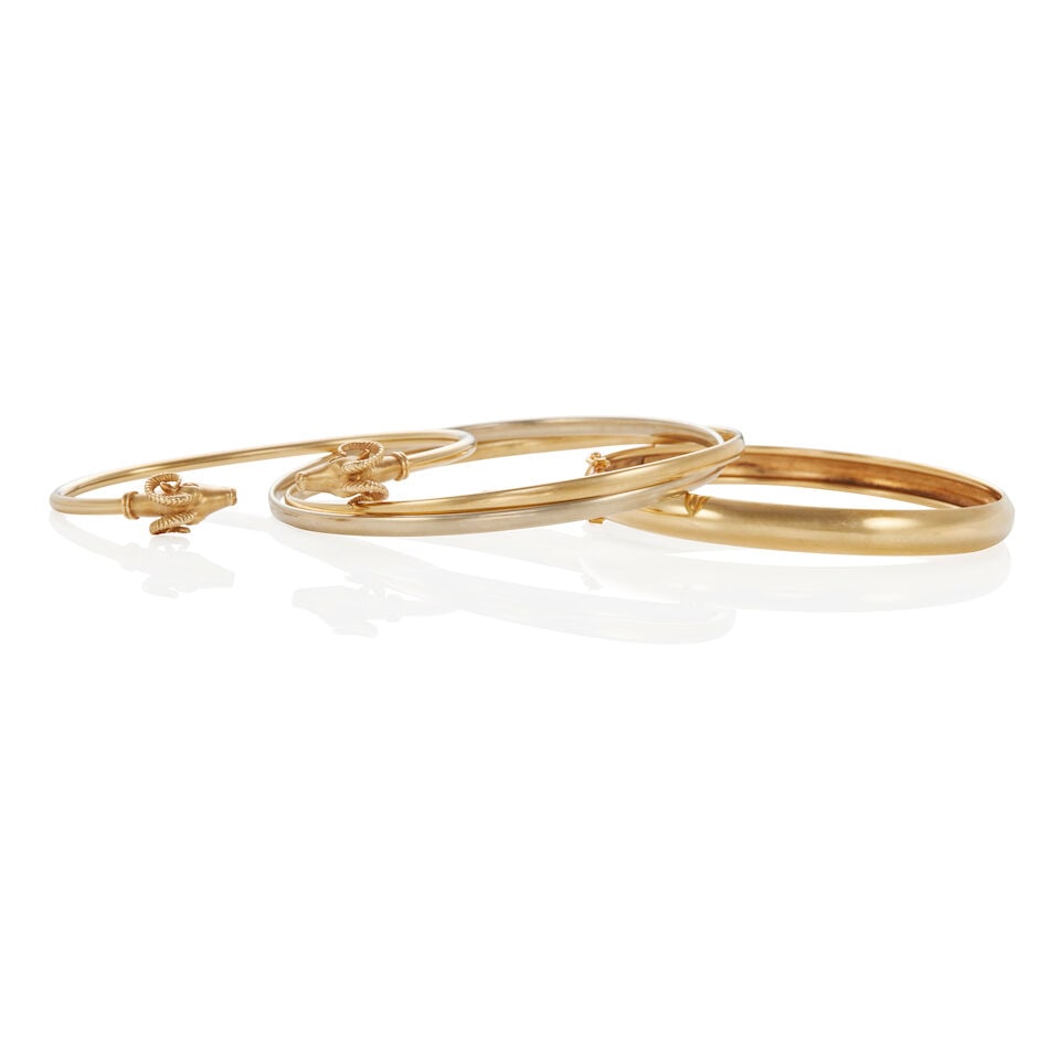 THREE 14K GOLD BANGLE BRACELETS - 2