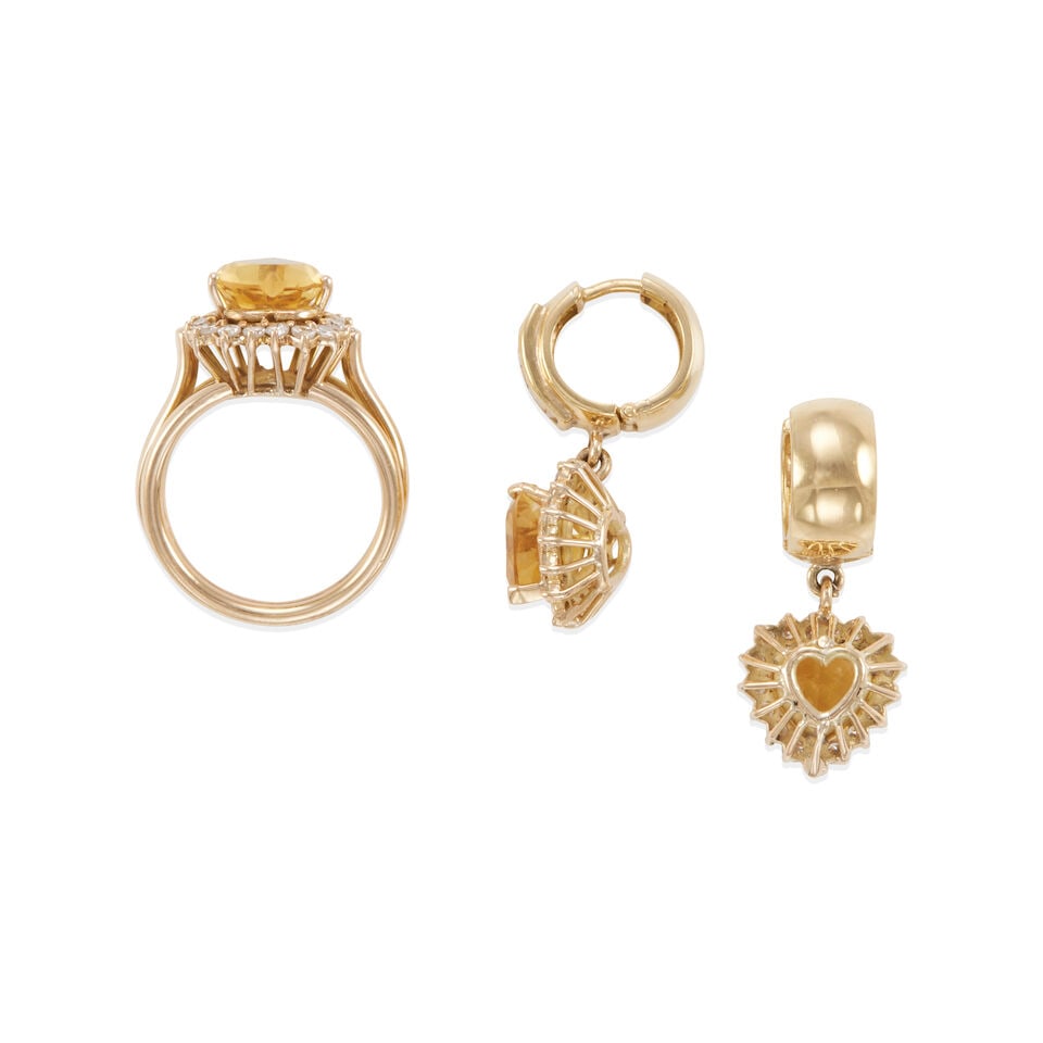 CITRINE AND DIAMOND SET - 2