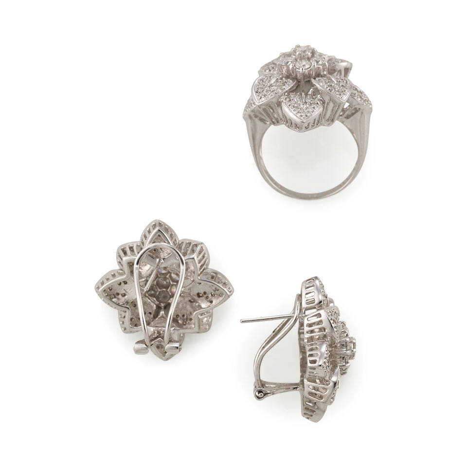 18K GOLD AND DIAMOND RING AND EARRINGS - 3