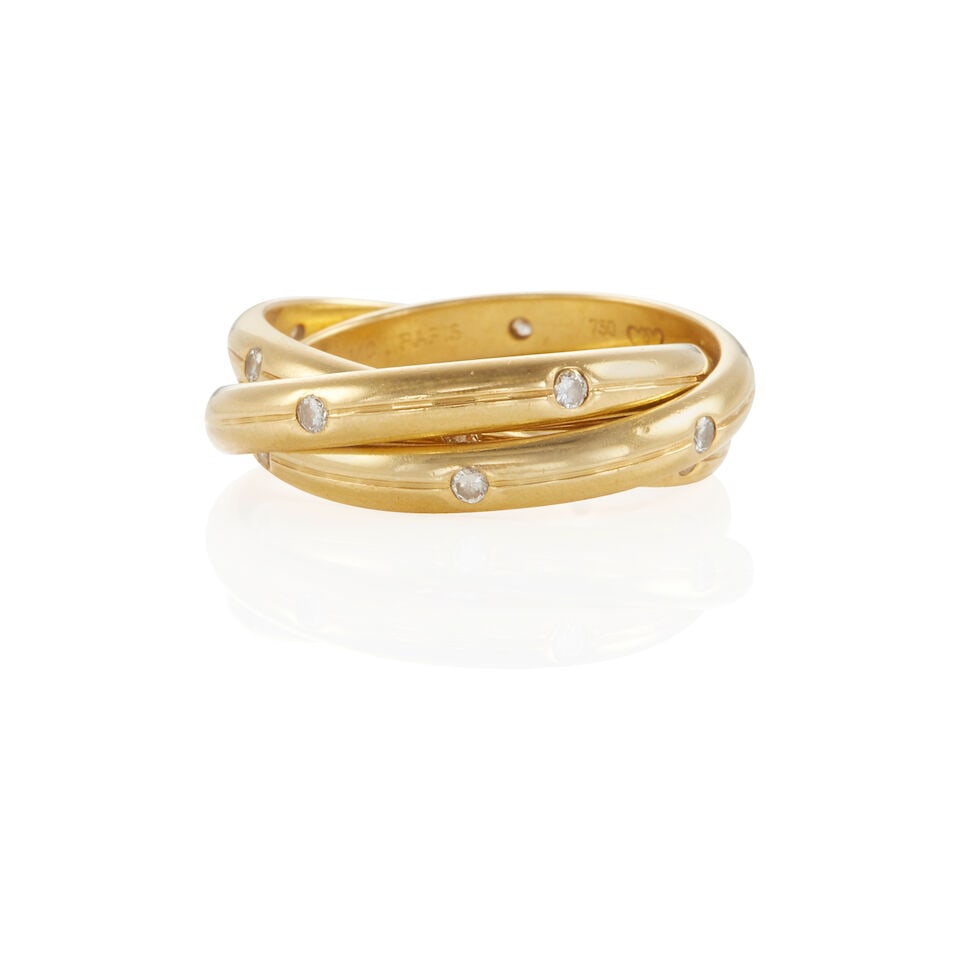 18K GOLD AND DIAMOND ROLLING RING - 2
