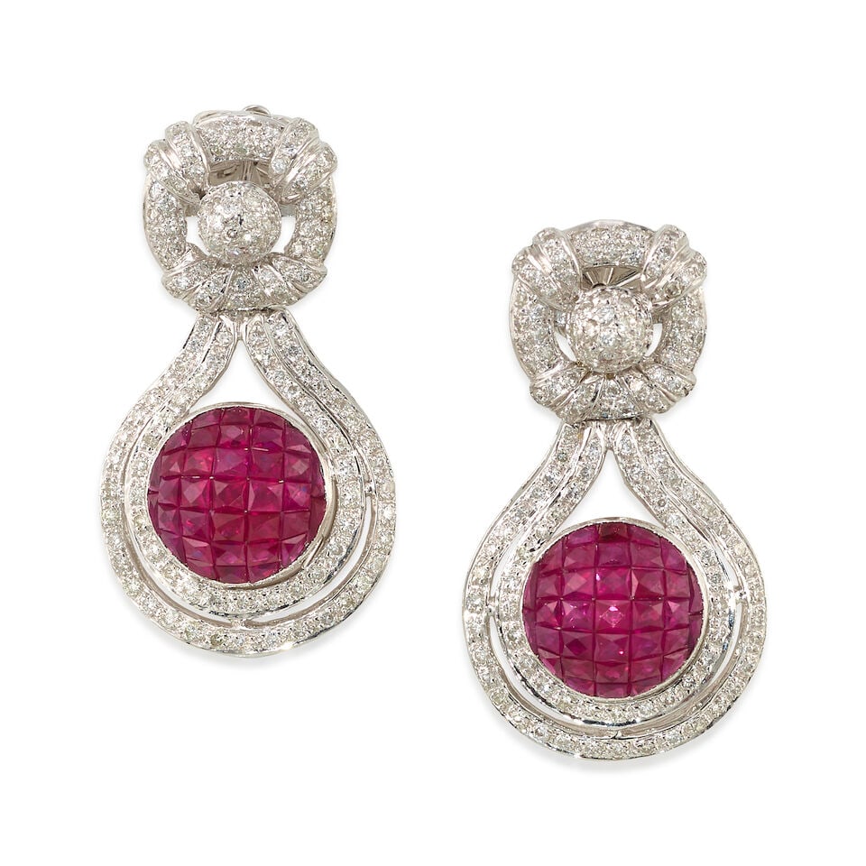 18K GOLD, RUBY, AND DIAMOND EARRINGS (1 of 2)