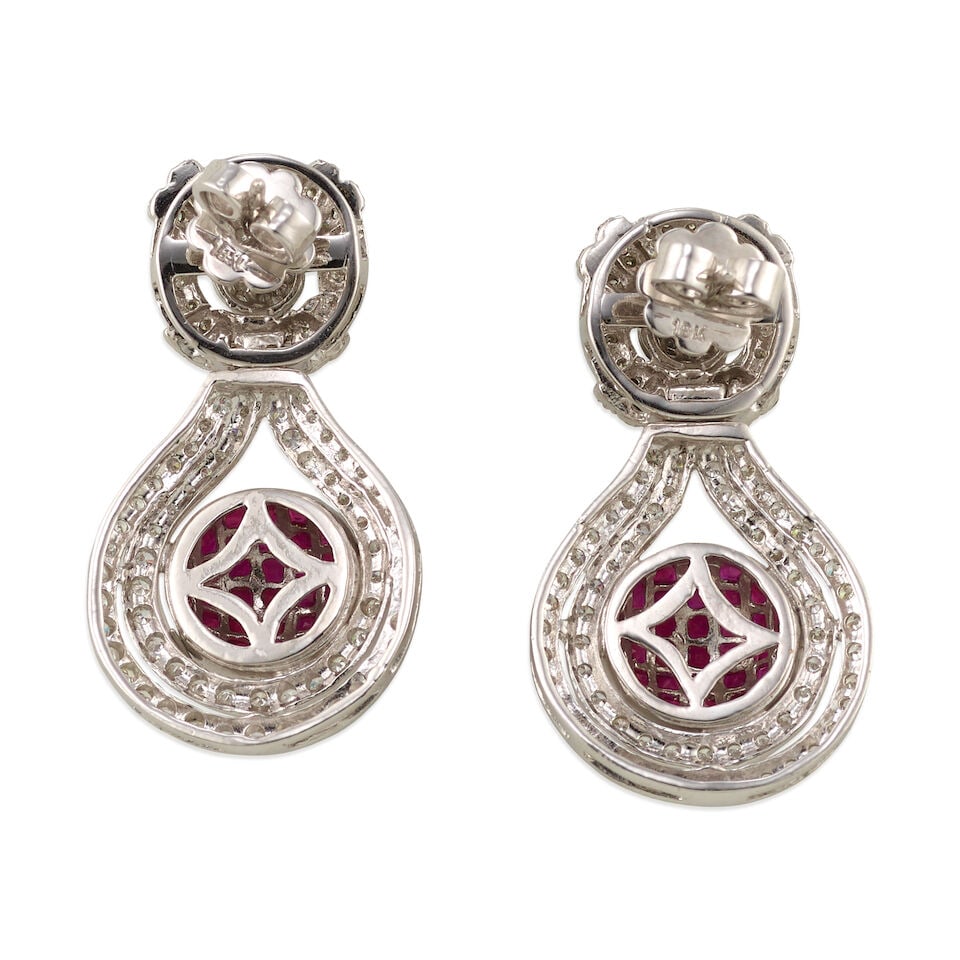 18K GOLD, RUBY, AND DIAMOND EARRINGS - 2