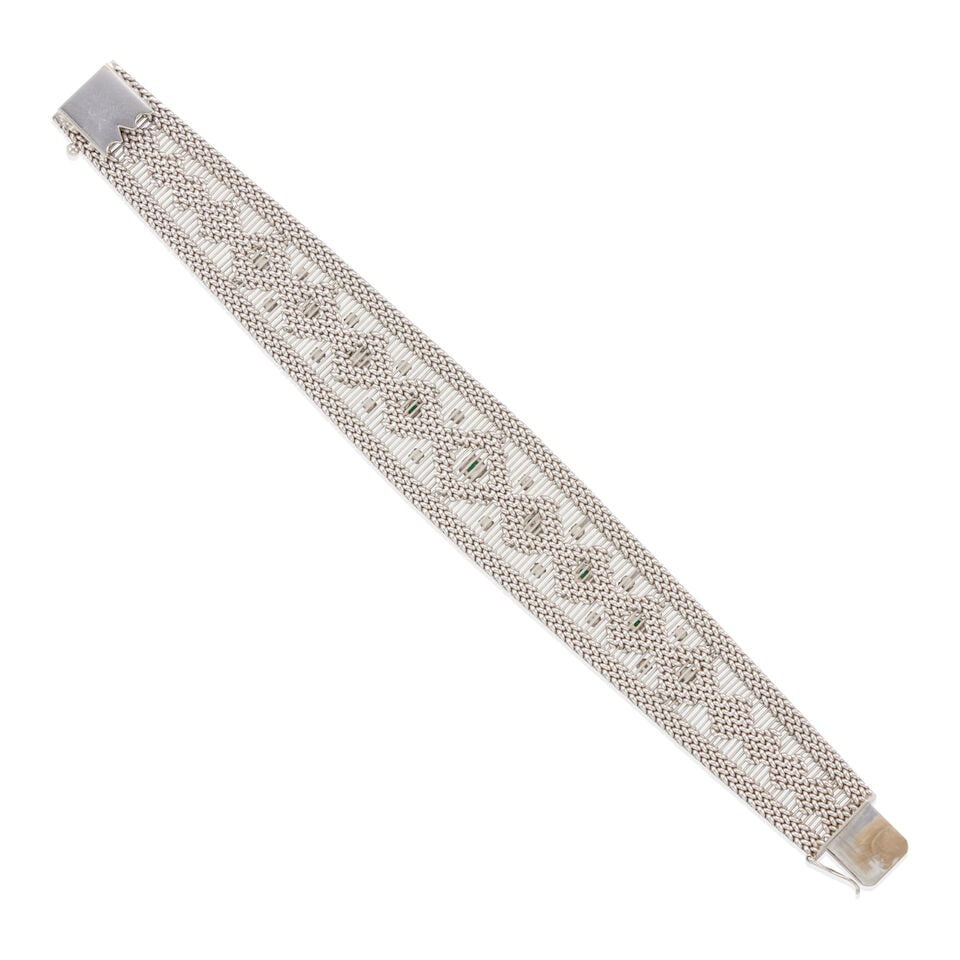 18K GOLD, DIAMOND AND EMERALD BRACELET - 4