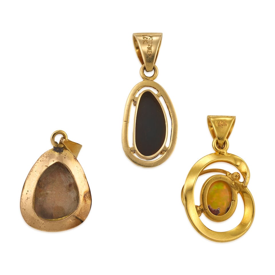 THREE GOLD AND OPAL PENDANTS - 2