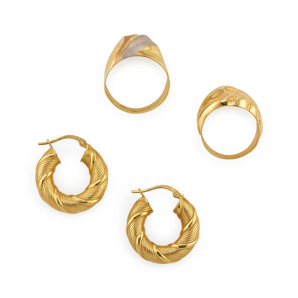 18K GOLD EARRINGS AND RINGS - 2