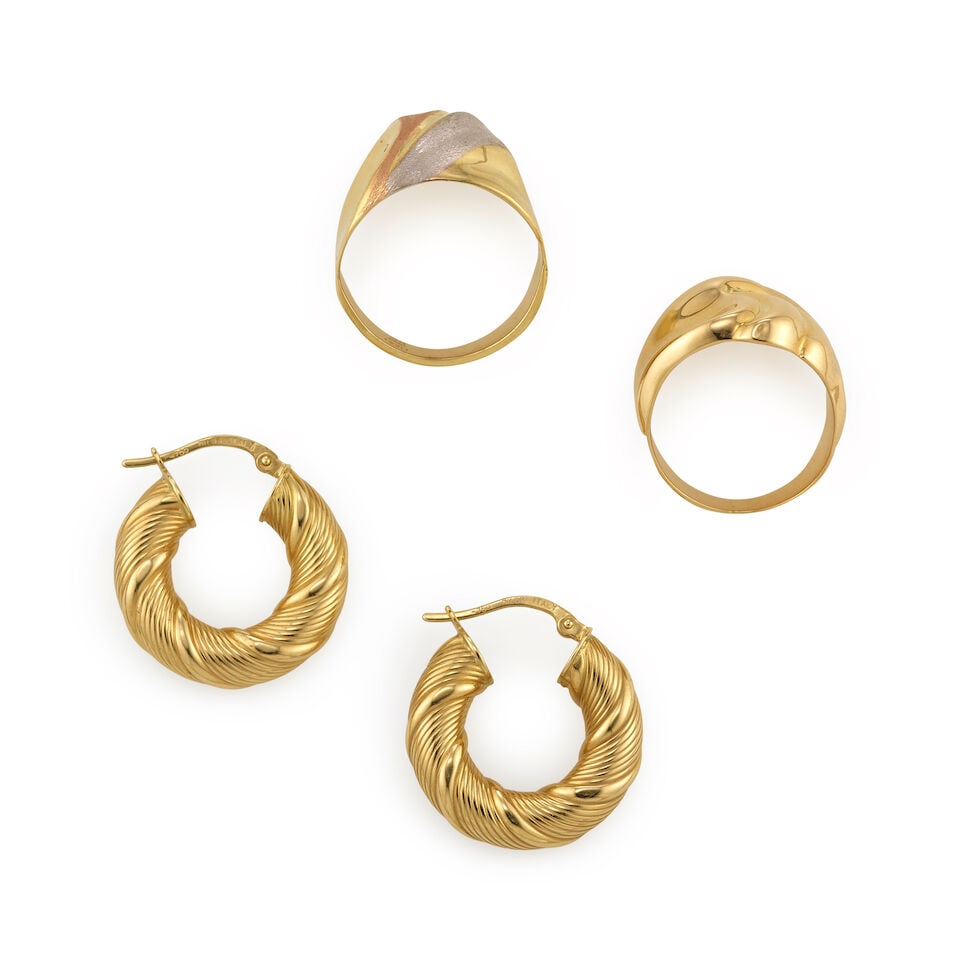 18K GOLD EARRINGS AND RINGS - 3