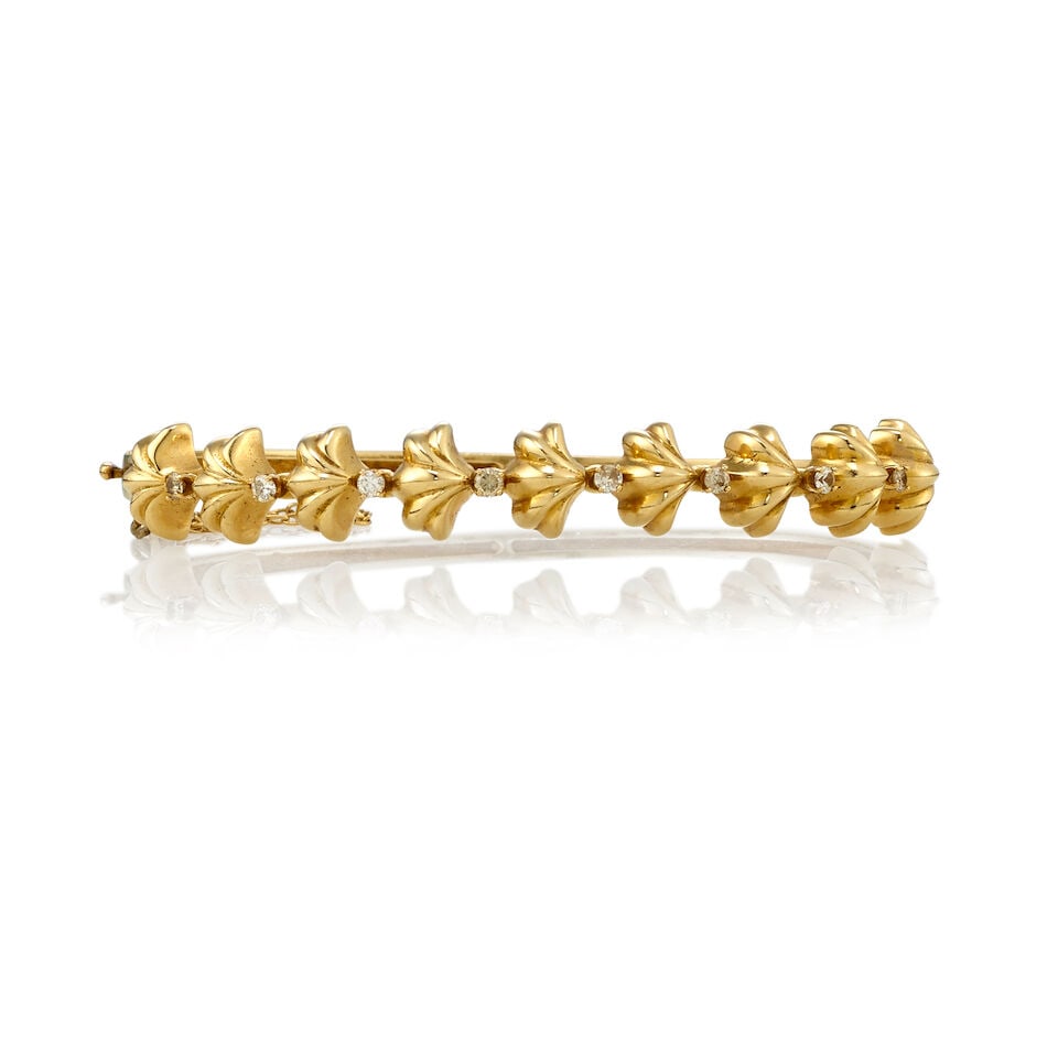 13K GOLD AND DIAMOND BANGLE - 2