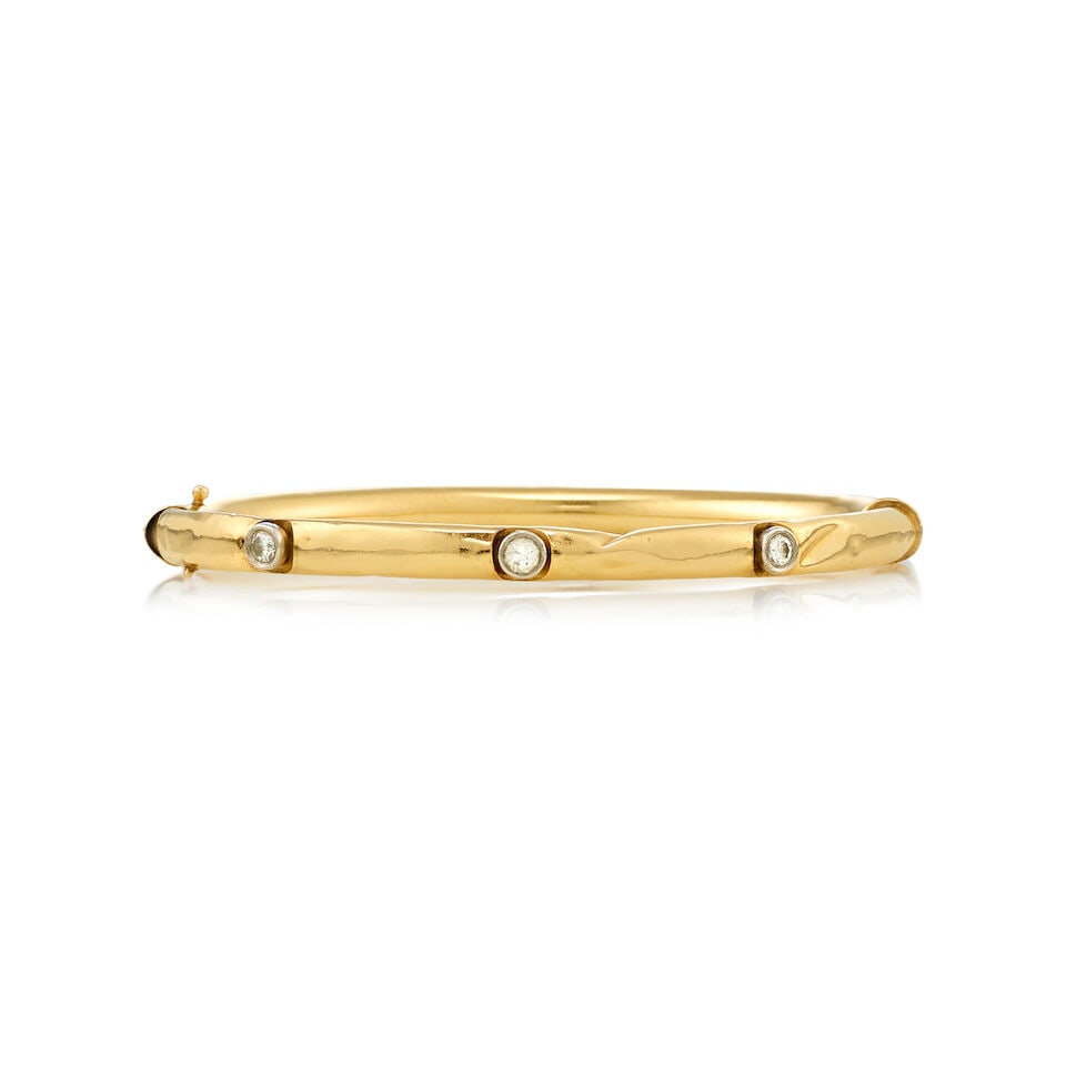 13K GOLD AND DIAMOND BANGLE - 2