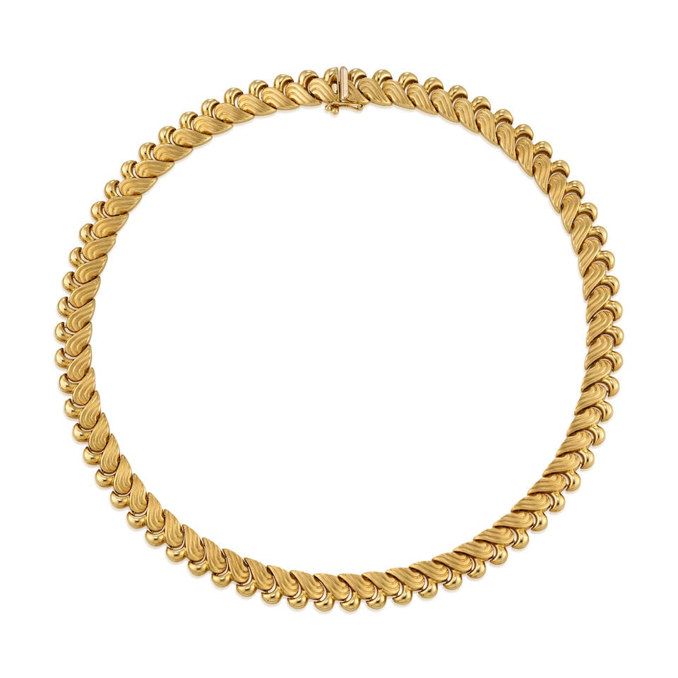 14K GOLD NECKLACE: 14K GOLD NECKLACE • 14K yellow gold • Length 17 1/4 in. • Estimated gross weight: 36.4 grams Footnotes: Overall condition, very good Metal stamped and tested for 14K