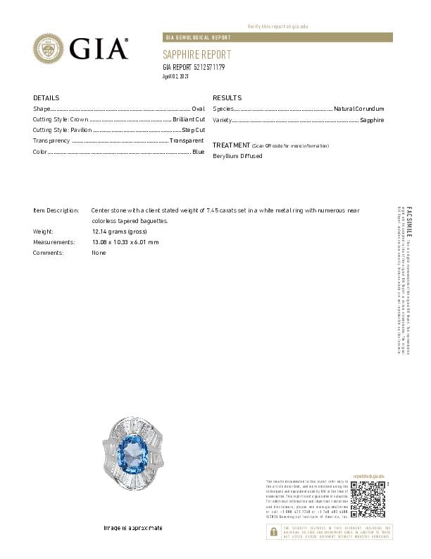 18K GOLD, BERYLLIUM DIFFUSED SAPPHIRE, AND DIAMOND RING WITH GIA REPORT - 3