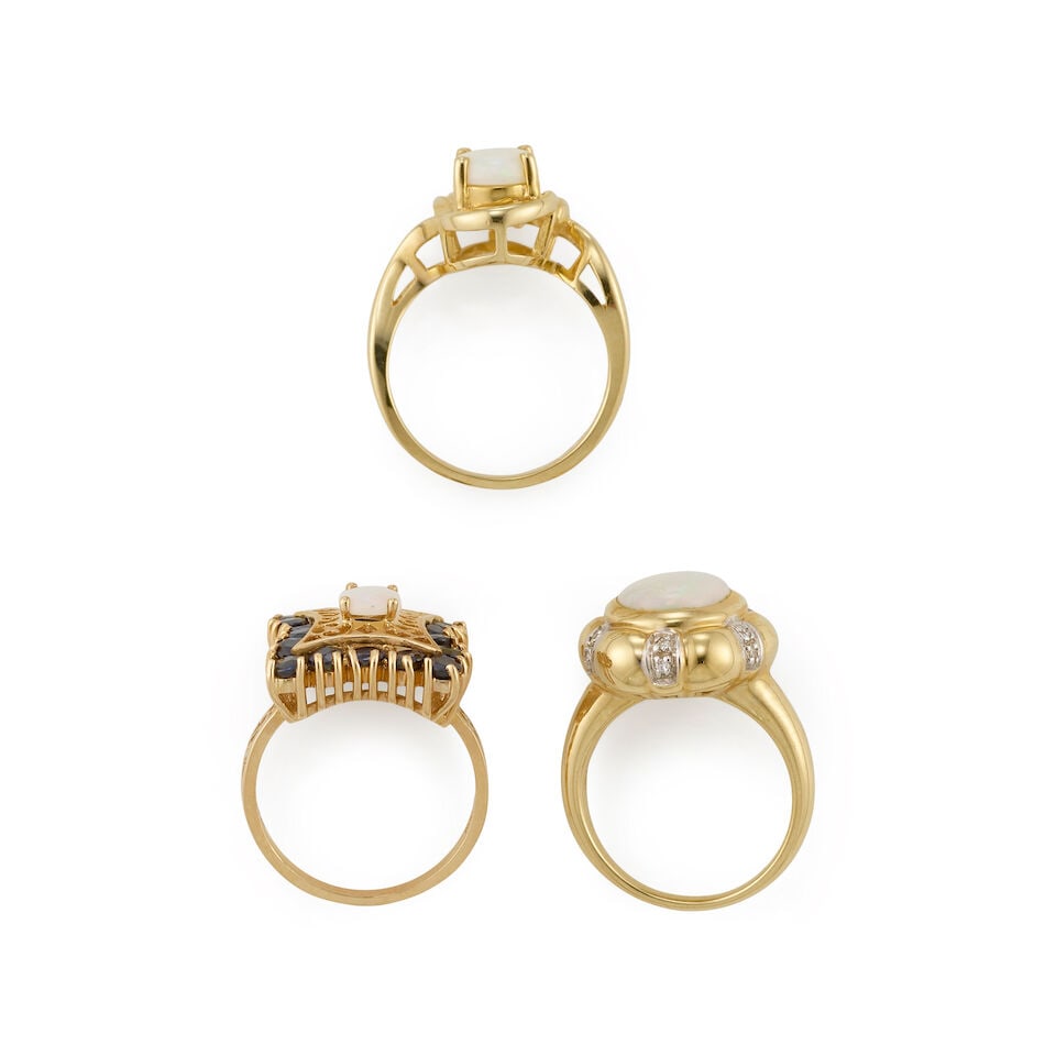 14K GOLD, OPAL, SAPPHIRE, AND DIAMOND RINGS - 2