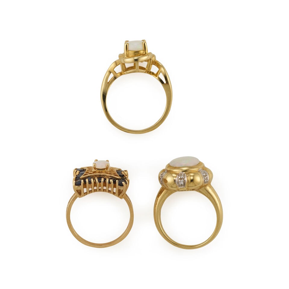 14K GOLD, OPAL, SAPPHIRE, AND DIAMOND RINGS - 3