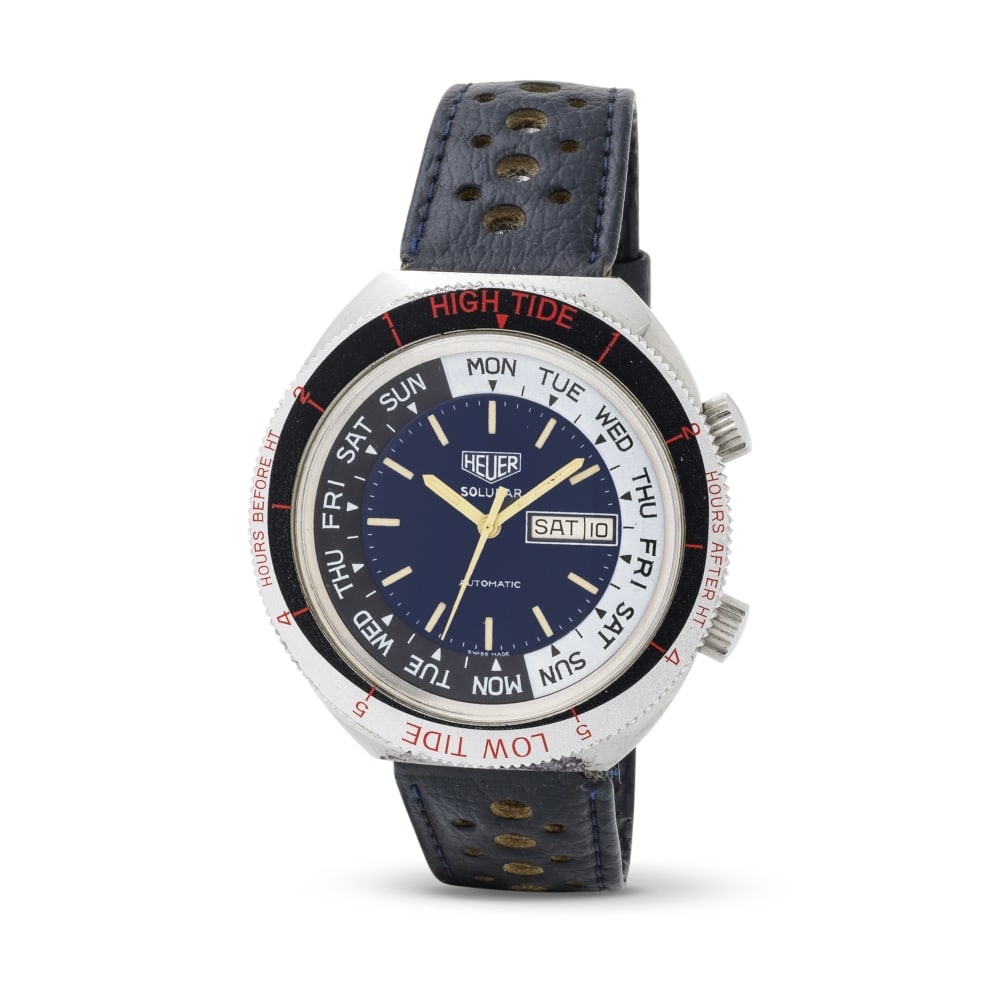 Heuer. A stainless steel automatic calendar wristwatch Heuer. Montre bracelet en acier avec date... (1 of 1)