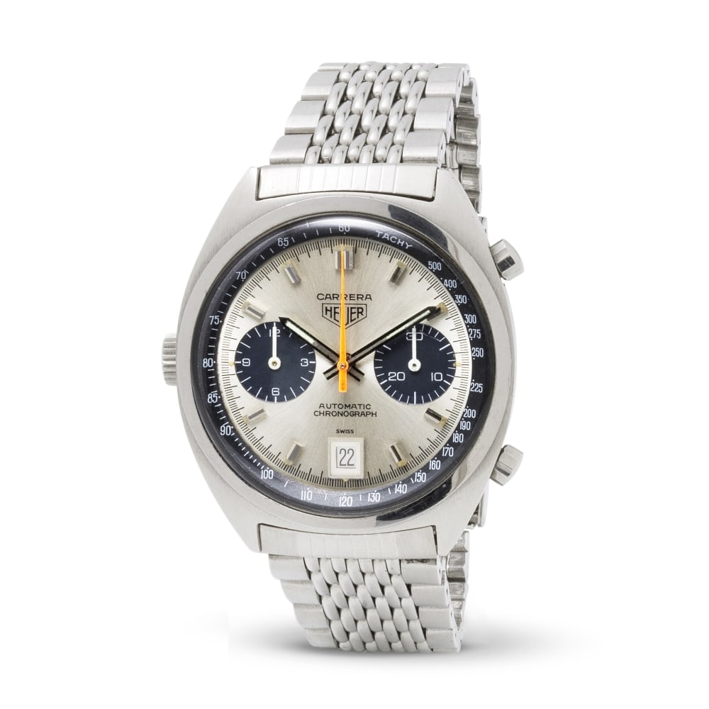 Heuer. A fine stainless steel automatic calendar chronograph bracelet watch Heuer. Beau chronogr... (1 of 1)