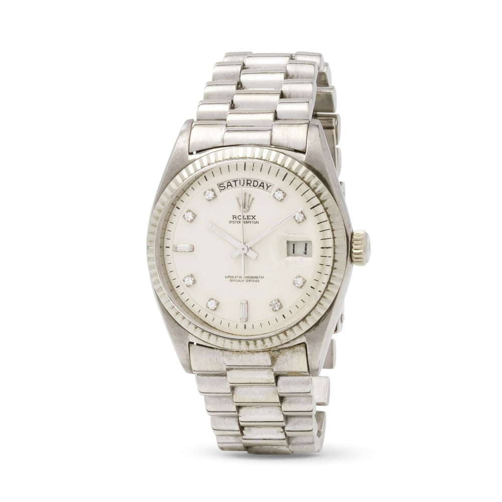 Rolex. An 18K white gold automatic calendar bracelet watch Rolex. Montre bracelet en or blanc 18... (1 of 1)