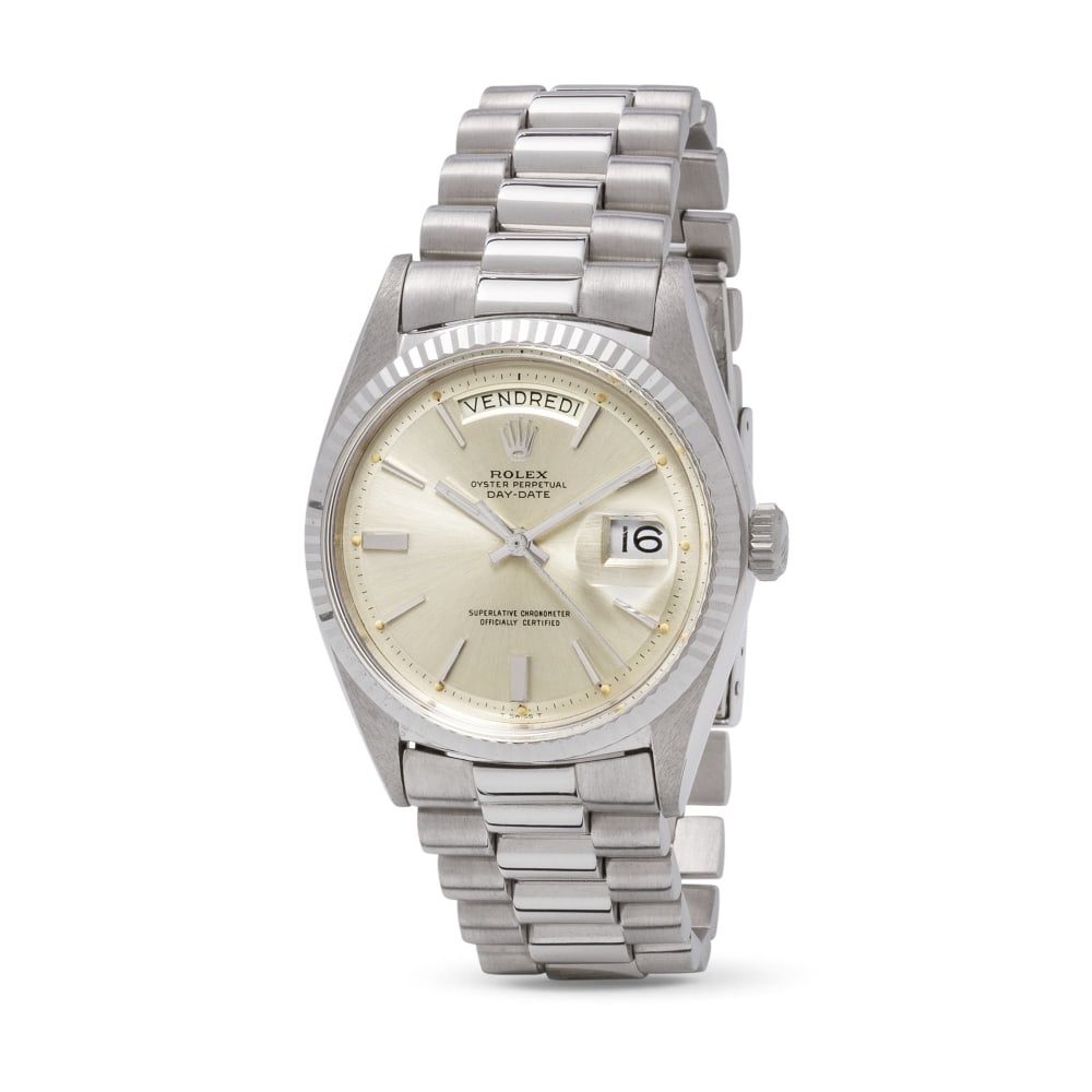 Rolex. An 18K white gold automatic calendar bracelet watch Rolex. Montre bracelet en or blanc 18... (1 of 1)