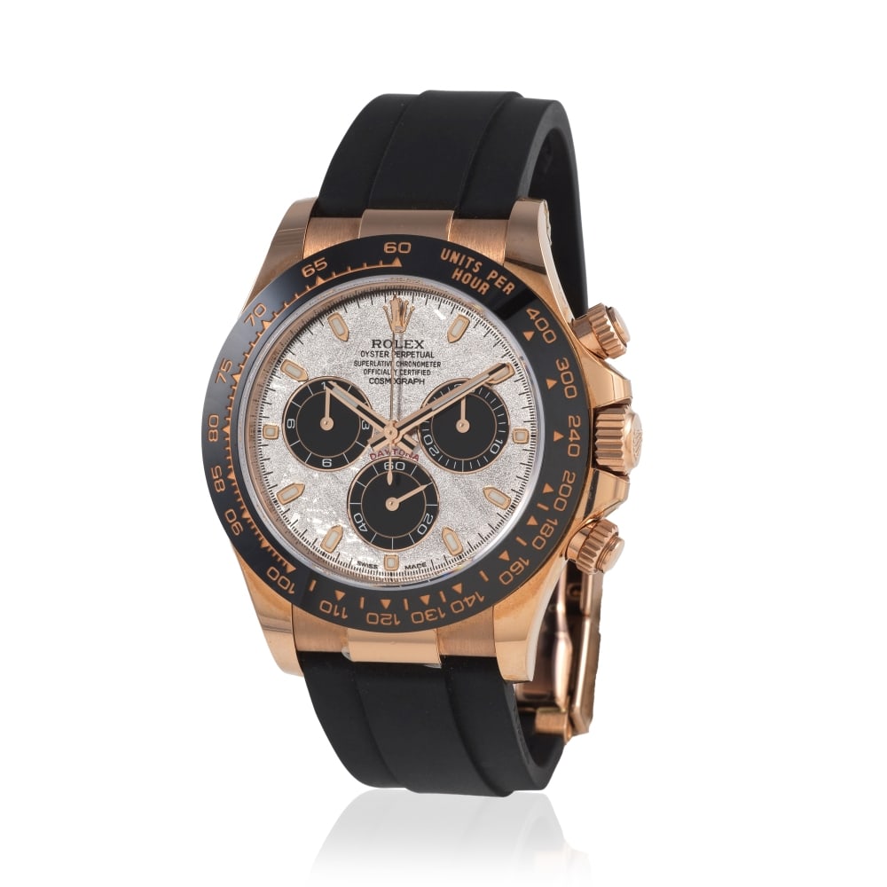Rolex. A fine 18K rose gold automatic chronograph wristwatch with meteorite dial Rolex. Beau chr... (1 of 1)