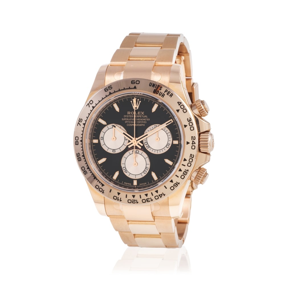 Rolex. A fine 18K rose gold automatic chronograph bracelet watch Rolex. Beau chronographe bracel... (1 of 1)