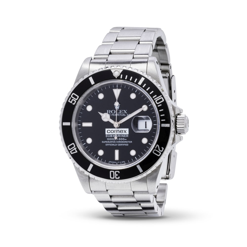 Rolex. A fine and rare stainless steel automatic calendar bracelet watch, which belonged to a fo...: Rolex. A fine and rare stainless steel automatic calendar bracelet watch, which belonged to a former diver and CEO of the 'COMEX' Rolex. Belle et rare montre bracelet en acier avec date mouvement auto