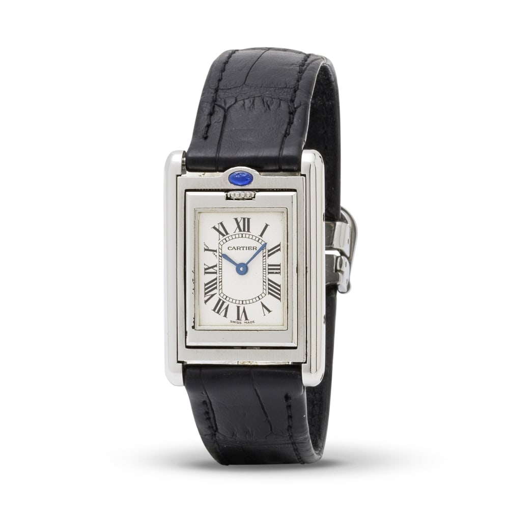 Cartier. A fine stainless steel quartz rectangular reversible wristwatch Cartier. Belle montre b...: Cartier. A fine stainless steel quartz rectangular reversible wristwatch Cartier. Belle montre bracelet en acier rectangulaire et réversible mouvement quartz Model: Tank Basculante Reference: 238