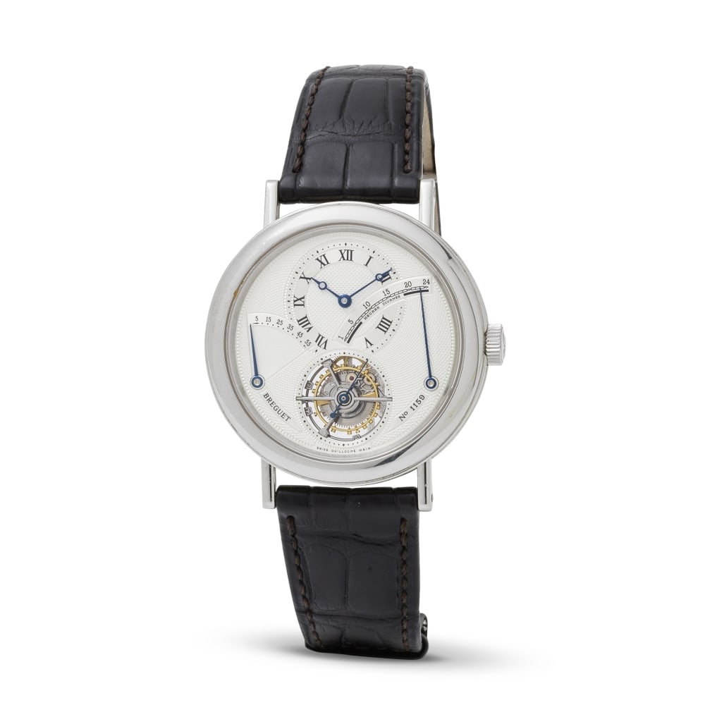 Breguet. A fine and rare platinum manual wind tourbillon wristwatch with power reserve and 24 ho... (1 of 1)