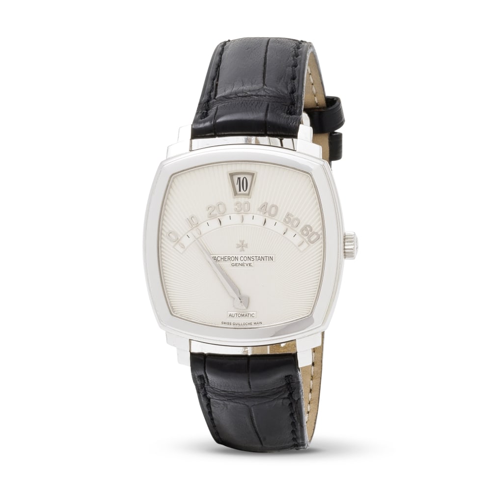 Vacheron Constantin. A fine 18K white gold automatic jump hour wristwatch Vacheron Constantin. B...: Vacheron Constantin. A fine 18K white gold automatic jump hour wristwatch Vacheron Constantin. Belle montre bracelet en or blanc 18K (750) avec heures sautantes mouvement automatique Model: Saltarello