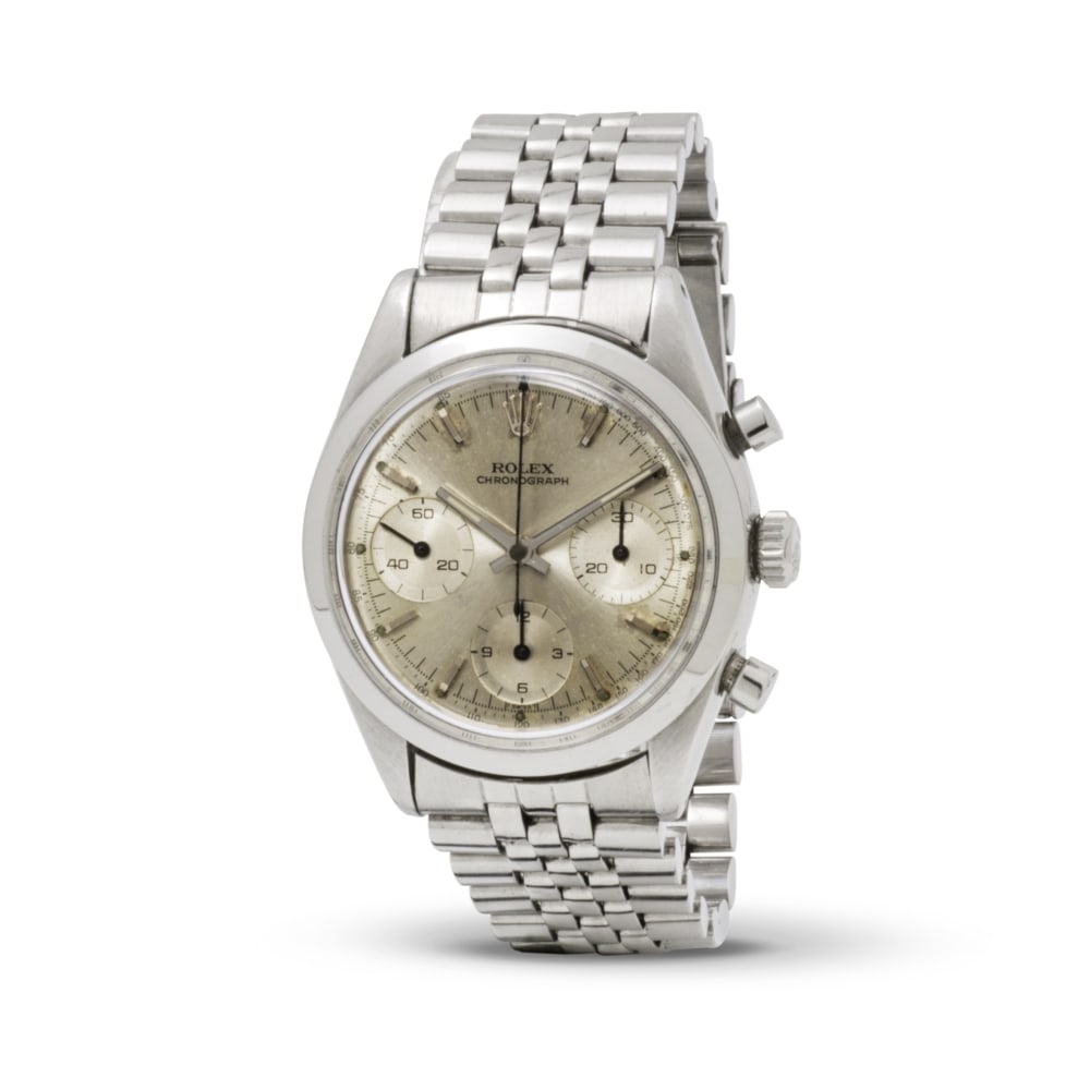 Rolex. A fine and rare stainless steel manual wind chronograph bracelet watch Rolex. Beau et rar... (1 of 1)