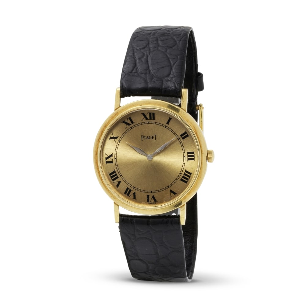 Piaget. A fine and elegant extra thin 18K gold manual wind wristwatch Piaget. Belle et éleg...: Piaget. A fine and elegant extra thin 18K gold manual wind wristwatch Piaget. Belle et élegante montre bracelet extra-plate en or jaune 18K (750) mouvement mécanique Reference: 9623 Date: Ci
