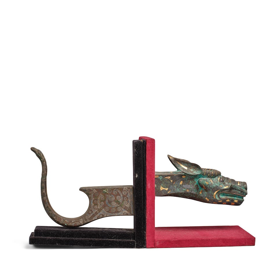 TWO INLAID BRONZE FINIALS Han and Warring States style, 20th century (2) - 2