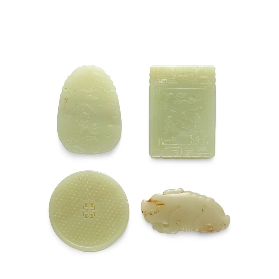 FOUR PALE CELADON JADE PLAQUES 19th/20th century (4) (1 of 1)