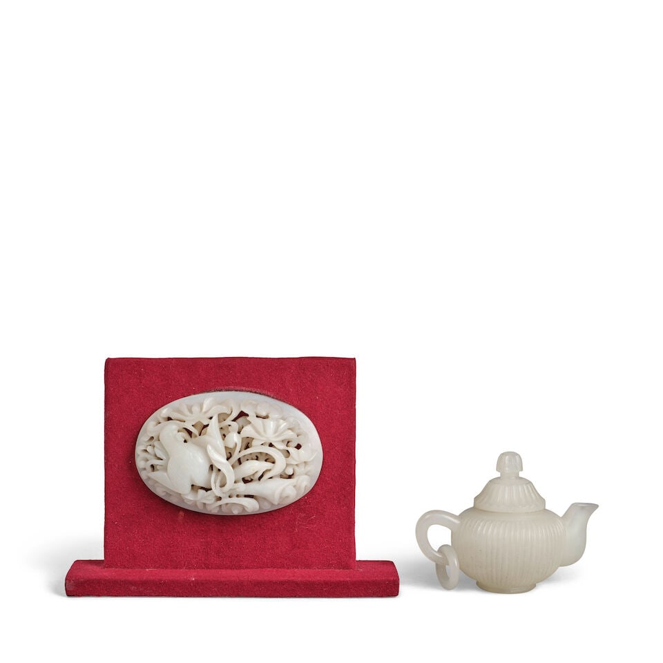 TWO WHITE JADE CARVINGS 20th century (2) (1 of 1)