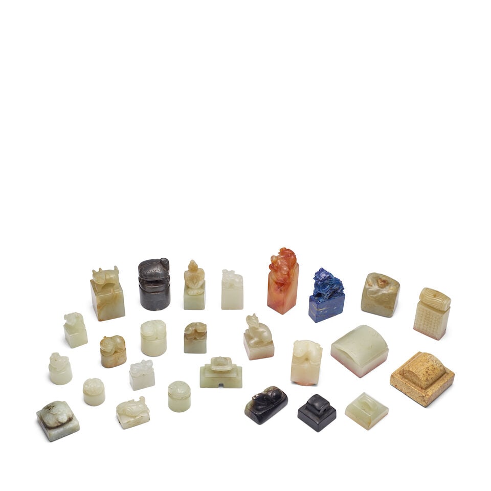 TWENTY-SIX MINIATURE JADE AND HARDSTONE SEALS 20th century (26) (1 of 1)