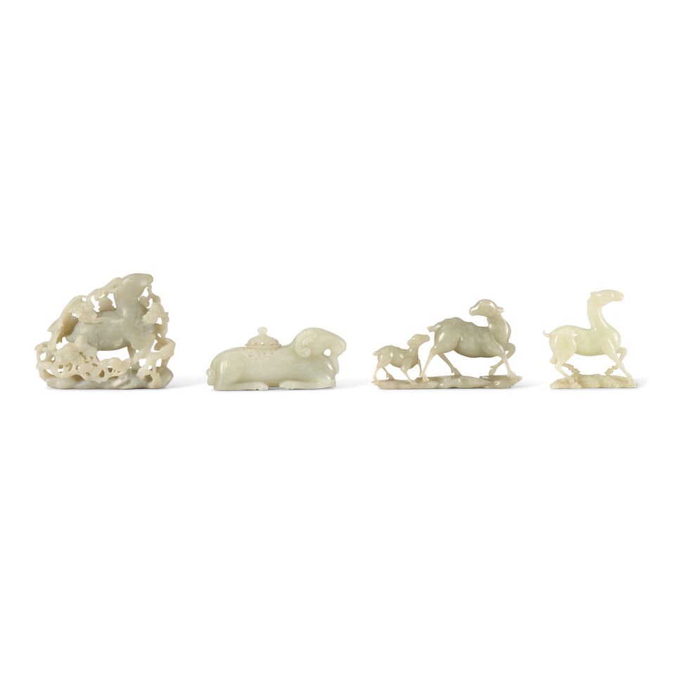 FOUR CELADON JADE AND HARDSTONE CARVINGS OF ANIMALS 20th century (4) - 2