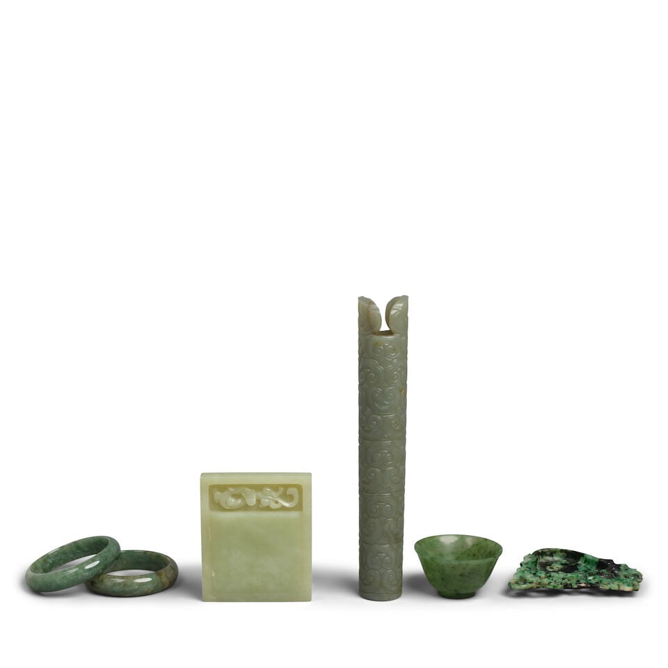 SIX JADE AND HARDSTONE DECORATIONS 20th century (6) (1 of 1)